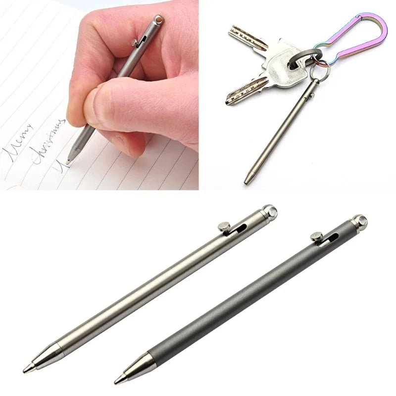 Mini Titanium Pen Portable EDC-Gadget Tool Outdoor Equipment Pen Signature Pen Keychain Ballpoint Pen for Hiking Camping