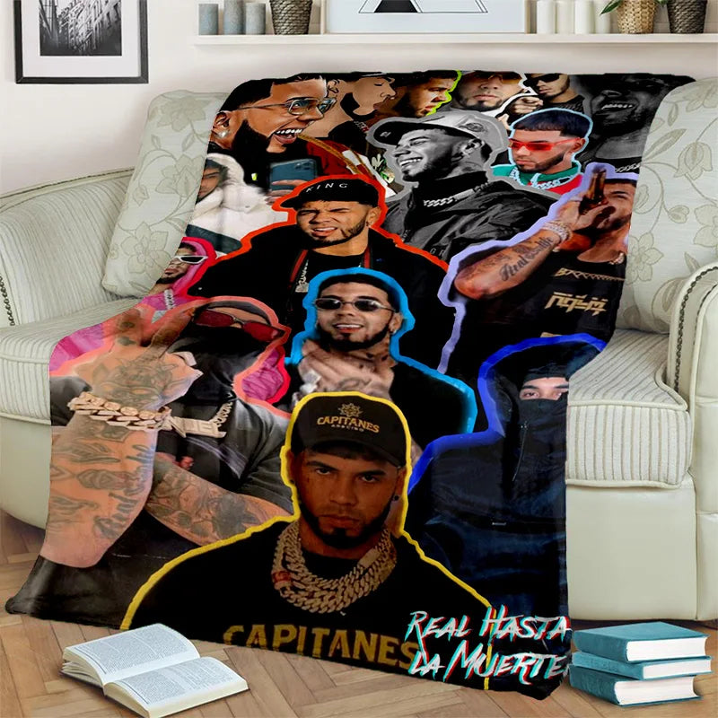 Free Anuel AA Rapper Hip Hop Singer Blanket,Soft Throw Blanket for Home Bedroom Bed Sofa Picnic Travel Office Cover Blanket Kids