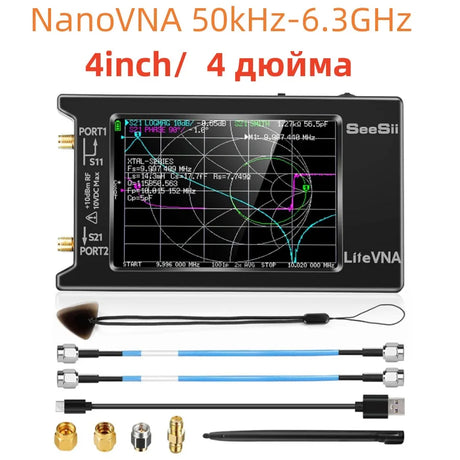 Newest NanoVNA Spectrum analyzer LiteVNA 50kHz-6.3GHz Vector Network Analyzer Antenna Analyzer Support Data Storage litevna 64