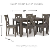 7 Piece Rustic Dining Room Sets, Include Table and 6 Chairs, Gray