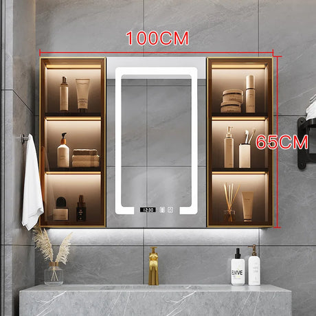 Metal Washbasin Bath Dressing Mirrors Bathroom Cabinet Storage Drawer Display Bath Mirror Wall Shelf Smart demist Room Furniture