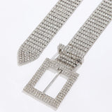 Fashion Waist 8 Rows Silver Rhinestones Decor Women`s Chain Belts