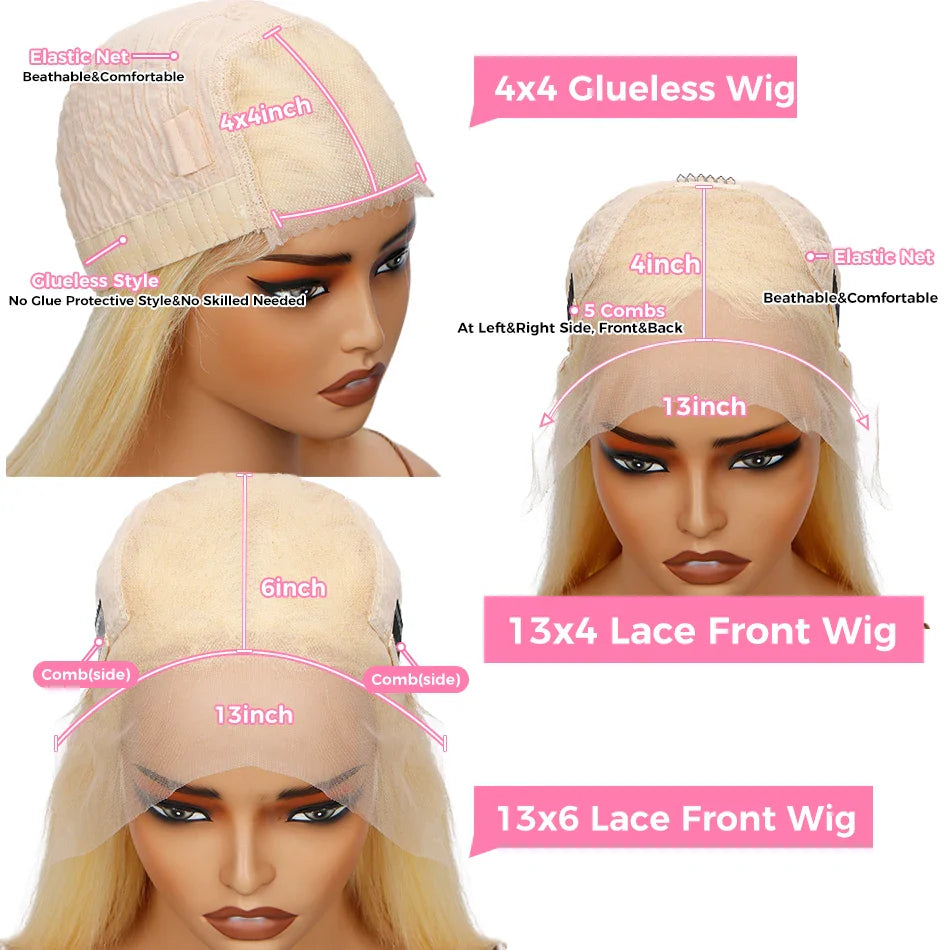 HD Transparent 613 Blonde Straight 13x6 Lace Frontal Wig Brazilian Colored Preplucked 13x4 Lace Front Wig Human Hair For Women