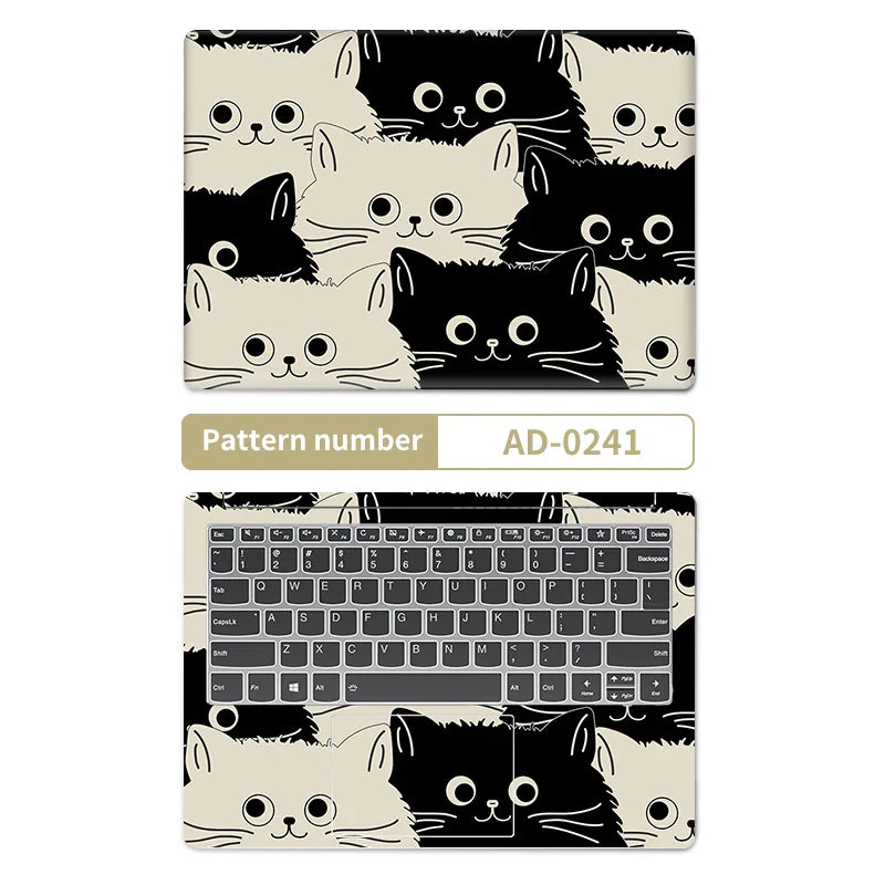 Laptop Skins Stickers Cat Cover Vinly Skin 13.3"15.6"17"Cartoon Decorate Decal for Macbook/Lenovo/HP/Asus/Dell/Acer Accessories