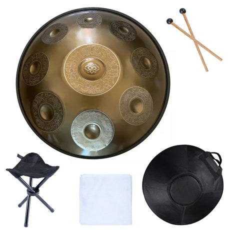 Handpan Drum D Minor 9/10 Notes Steel Tongue Drum 440Hz Rav for Beginner Percussion Instrument Hand Drum Massive