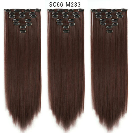 Set Hair Clip In Hair Extensions With Clips Hairpieces Synthetic Extension False/Fake Hair Blonde Eunice Hair Long Hair Pieces