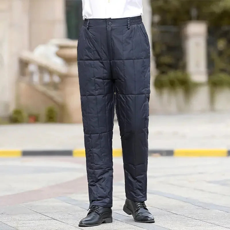 Warm Winter Trousers Down Pants Thickened High Waist Cotton Wear Inside and Outside Unisex