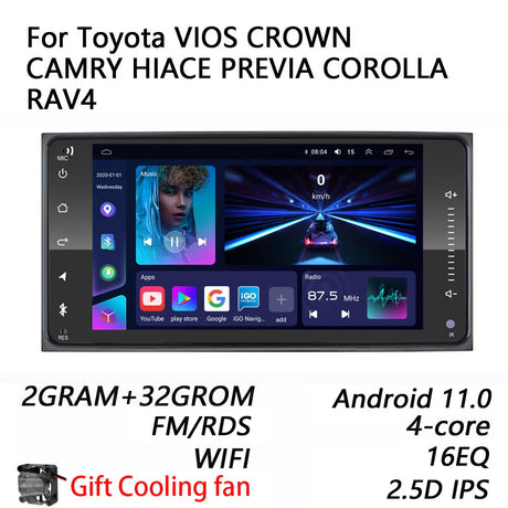 8core carplay 2G+32G Universal Android 11.0 2din Car Radio accessories Player Car Multimedia for toyota COROLLA yaris CAMRY RAV4