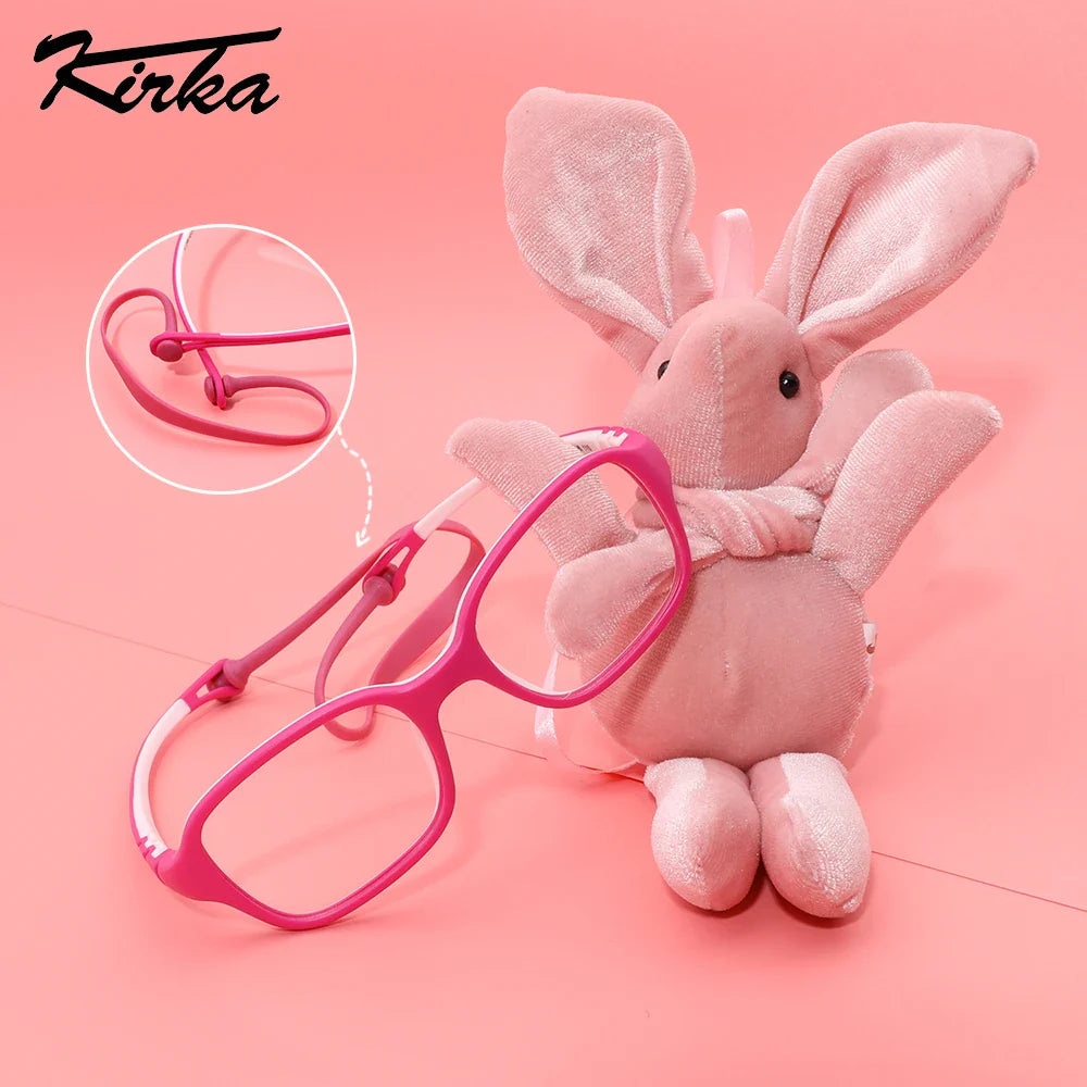 Kirka Flexible Myopia Optical Children Glasses Frame Solid TR90 Rubber Diopter Transparent Kids Glasses Soft Eyewear Eyeglasses