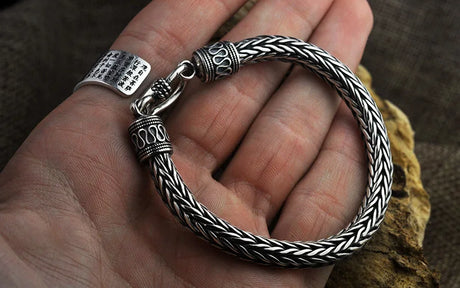 BOCAI S925 Sterling Silver Bracelet for Men and Women Simple S-Buckle 4mm 5mm 6mm Woven-Chain Personality Pure Argentum Jewelry