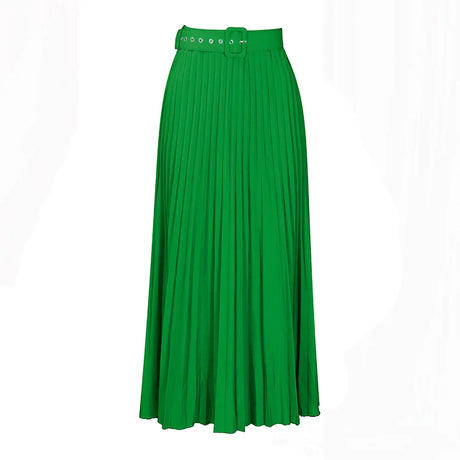 Plus Size Casual Elegant Solid Color Waistband High Waist Large Skirt Hem Medium Length Pleated Temperament Draped Skirt