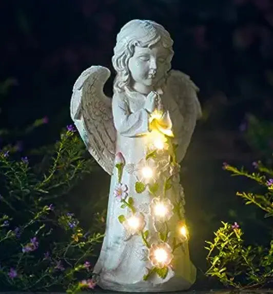 Solar Garden Light Outdoor,Colour Changing Lights Decoration, Waterproof Resin Angel Figurine LED Lights for Patio,Yard, Lawn