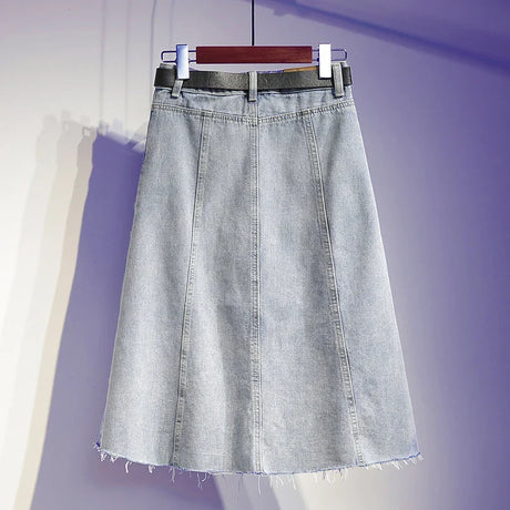 Women Plus Size 3XL 4XL 5XL Vintage Denim Skirt High Waist Loose A Line 2023 Summer Clothing Female Korean High Streetwear