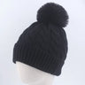 Warm Fleece Lined Hat Women Winter Beanies Cable Knitted Pom Pom Hat Plain Skullies Olive Green Black Grey White Beige Pink