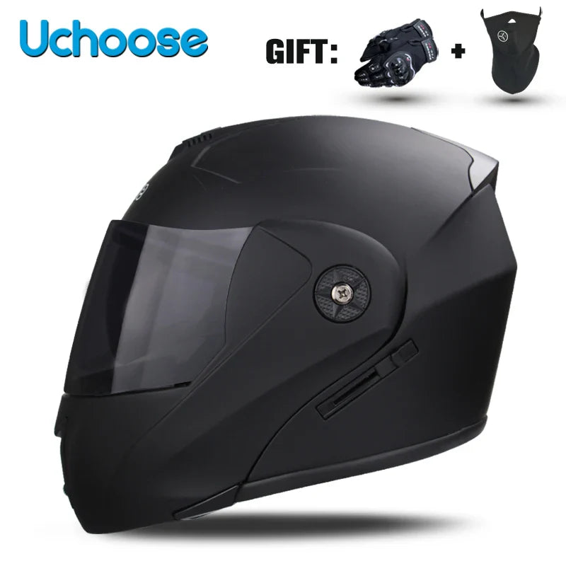 DOT Certification Uchoose Motorcycle Helmet Double Lens Cross Section Helmet Safety Modular Flip Helm Unisex Helmet With Visor