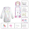 NEEDY GIRL OVERDOSE KAngel Cosplay Costume Lolita Shoes Coat Skirt Uniform Wig Hallowmas COS Laser Color Skirts Ribbon Wig