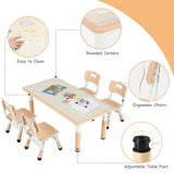 Kids Study Table and 4 Chair Set Height Adjustable Toddler Craft and Play Table for Graffiti Desktop Plastic Children Art