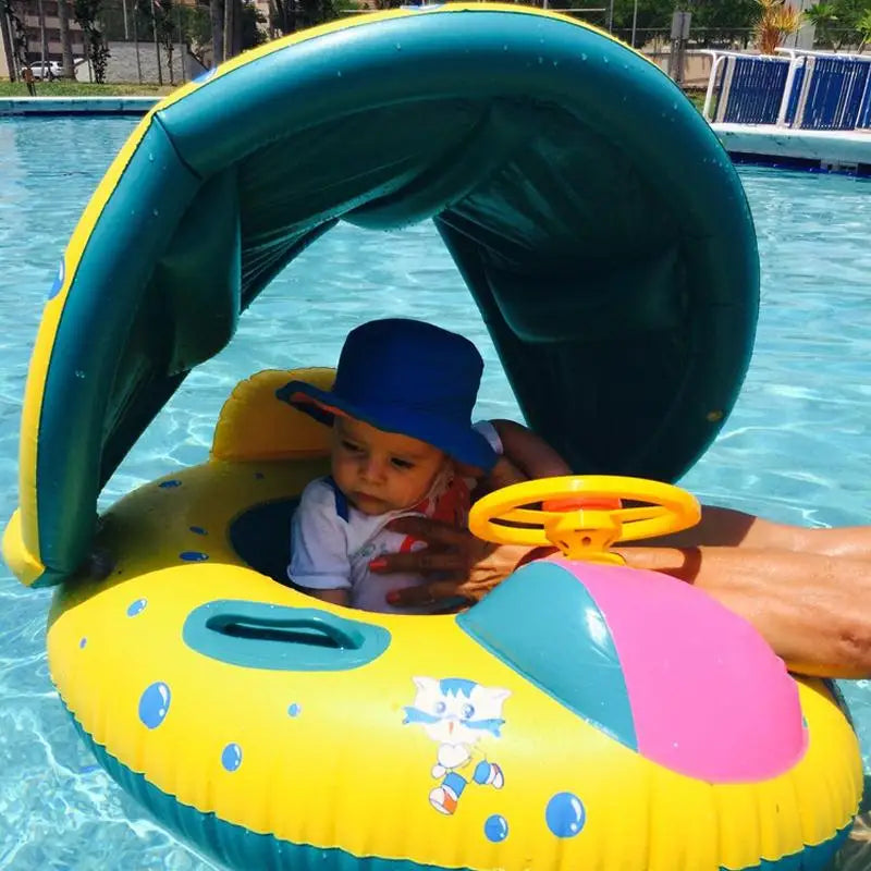 Inflatable Baby Swimming Ring Buoy with Sunshade Infant Floating Seat Swim Circle Kids Safety Bathing Summer Beach Water Toys