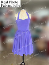 Purple Short Cocktail Homecoming Dresses for Special Events Tulle Halter Backless A-Line Gala Prom Party Graduation 2023 Summer