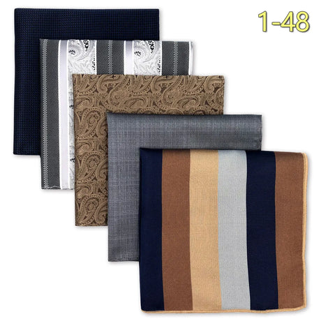 5 Pieces Assorted Mens Pocket Square Silk Handkerchief Set Colorful Large Accessories Gift Party