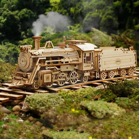 Wooden Handmade Assembly Model DIY Retro Vintage Car Steam Locomotive 3D Puzzle Creative Exquisite Decoration Holiday Gifts