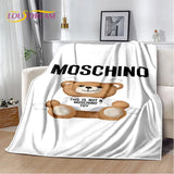 HD Cartoon Moschino Toy Bear 3D Blanket,Soft Throw Blanket for Home Bedroom Bed Sofa Picnic Travel Office Rest Cover Blanket Kid