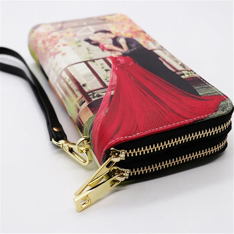 Double Zipper High Capacity Wallet Personalized Photo Women Men DIY Custom Pictures Gift for Her Wedding Bridesmaid Bridegroom