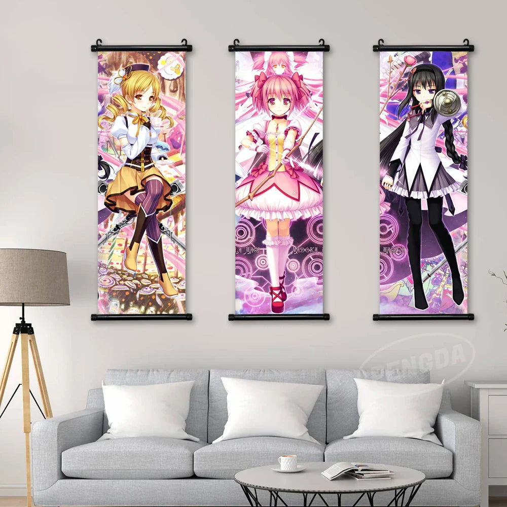 Wall Art Puella Magi Madoka Magica Pictures Anime Poster Scroll Akemi Homura Hanging Tomoe Mami Painting Canvas Print Home Decor