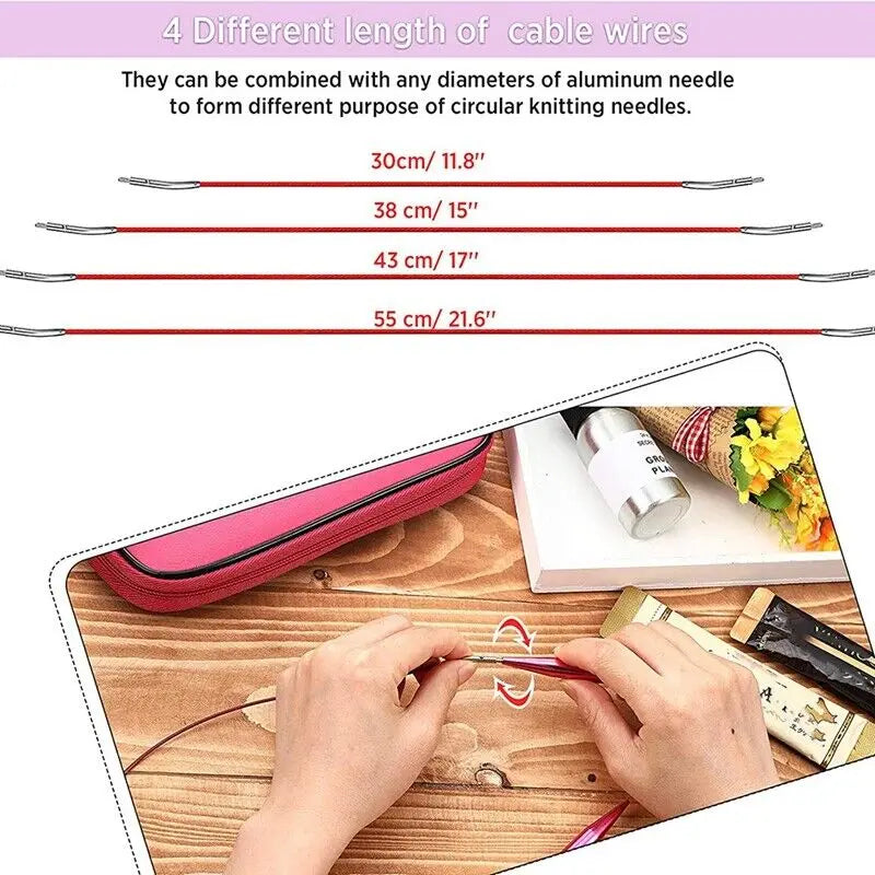 26Pcs Aluminum Circular Knitting Needles Set Interchangeable 13Sizes Crochet Hooks Interchangeable Crochet Needles for Knitting