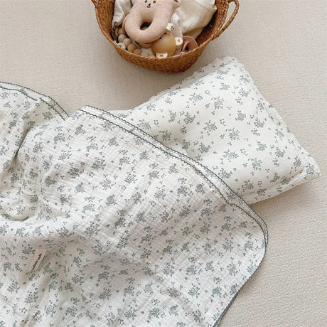 4 Layers Vintage Floral Baby Blanket for Summer Newborn Flower Muslin Blankets Infant Summer Nap Cover Basket Blanket Sheet