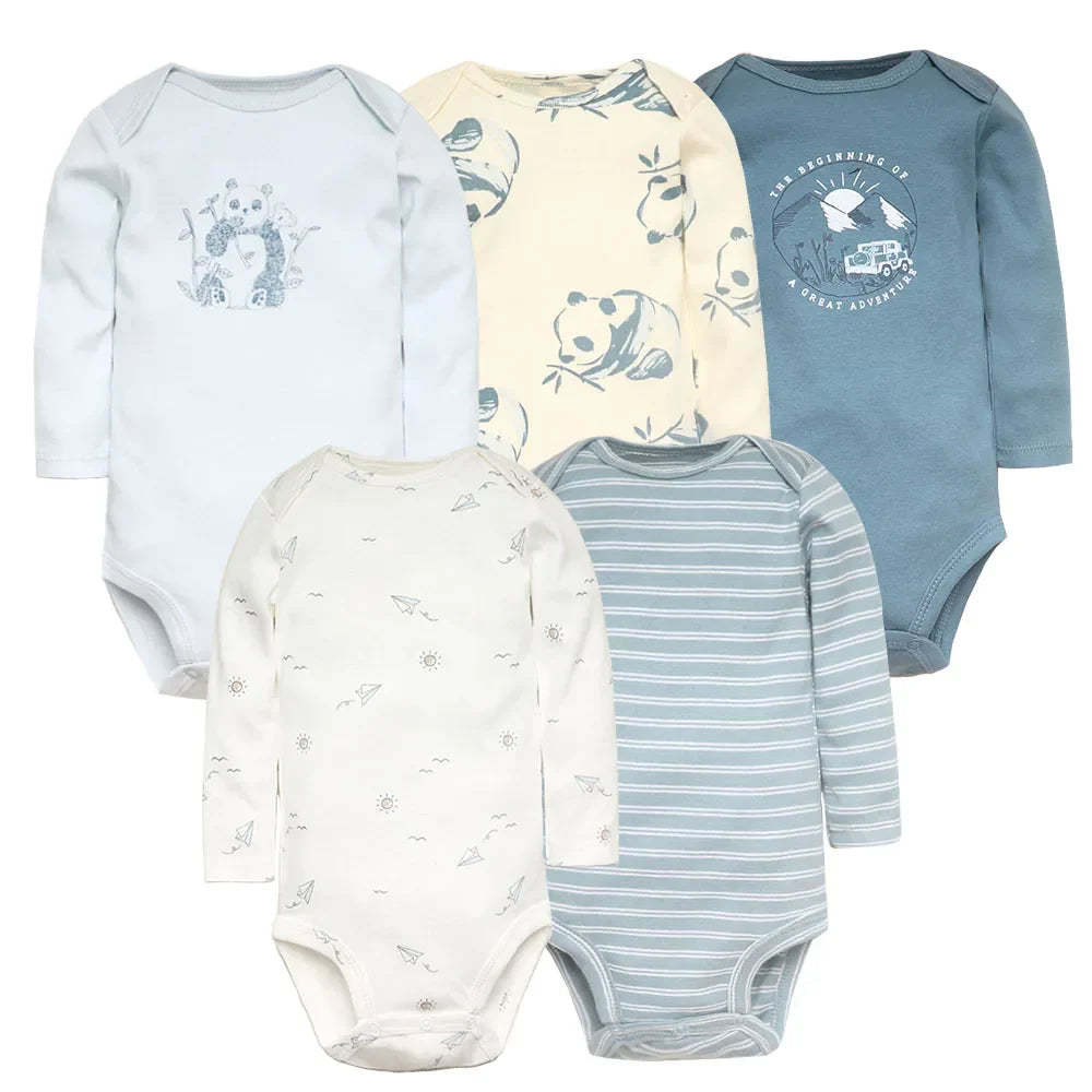 3-5 PCS/LOT Soft Cotton Baby Bodysuits Long Sleeve Newborn Baby Clothing Set Christmas Baby Girls Boys Clothes Infant Jumpsuit