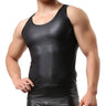 Men Soft Faux Leather Tank Tops Sleeveless Undershirts Male Muscle Vest Tight Crew Neck T-Shirts Summer Slim Fit Singlets Tee