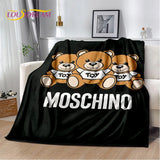 HD Cartoon Moschino Toy Bear 3D Blanket,Soft Throw Blanket for Home Bedroom Bed Sofa Picnic Travel Office Rest Cover Blanket Kid