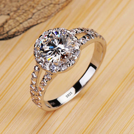 Luxury White Gold Color Tibetan Silver Rings Set For Women Vintage Round Cubic Zirconia Finger Rings Female Trendy Jewelry Gift