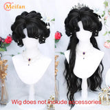 MEIFAN Synthetic Long Straight Lolita Wig with Bangs Wig Girl Cute Mixed Black Red Blonde Cosplay Party Halloween Harajuku Wig