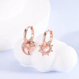 Rose Gold Hoop Earrings For Women 925 Silver Original Pave CZ Heart Ciecle Star Moon U Shape Earrings Luxury Wedding Jewelry