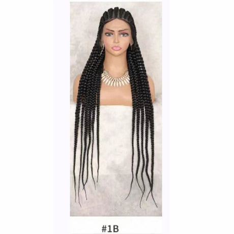 Long Synthetic 11 Braids Full Lace Wig Heat Resistant Synthetic Rough Cornrow Box Braided 360 Lace Wigs For Black Women