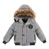 2-6 Years Autumn Winter Boys Jacket Warm Fur Collar Fashion Baby Girls Coat Hooded Zipper Outerwear Birthday Gift Kids Clothes