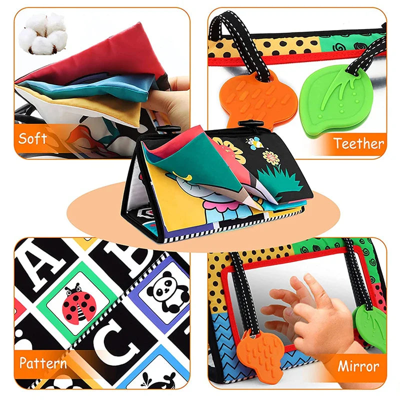 Black And White Baby Floor Mirror Tummy Time Sensory Baby Toys 6 12 months Toys For Babies Montessori Development Crawl Toys