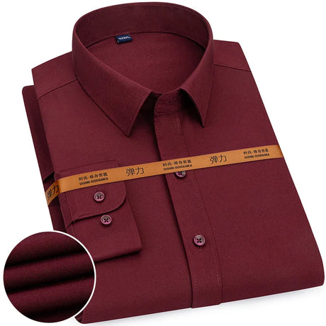 Men's Stretch Shirt Plus Size Long Sleeve Dress Shirts Slim Fit Business Casual Clothing Men's Fashion Top NS5735