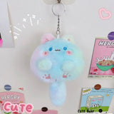 Squeak Long Tailed Cat Plush Keychain Cartoon Cute Soft Stuffed Cat Keyring Pendant 12CM Cat Soft Tail Plush Toy Home Decor