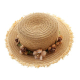 Simple Parent-child Summer New Women's Sun Hat Bucket cap beige lace Bowknot Flowers Ribbon Flat top Straw Hat Beach Caps Panama