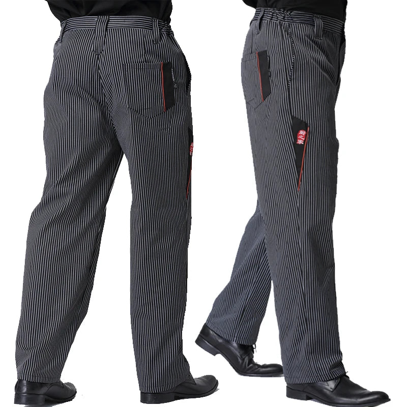 Chef Pants for Men Restaurant Kitchen Unisex Cook Works Catering Elastic Trousers Chef Zebra Pants Chef Bottoms Uniform Men