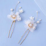 3PCS Flower Hairpin Bride Headdress For Women Pearl Mesh U-shaoped Hair Clips Fashion Girls Wedding Hair Accessories Jewelry