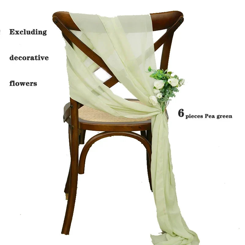 6PCS RUST Chiffon Chair Sashes 30 x 270cm Wedding Aisle Decoration for Weddings Christmas Baby Shower Birthday Party Decorations