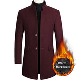 New Winter Fashion Men Warm Long Business Casual Slim Fit Long Sleeve Cardigans Blends Coat Jacket Suit Solid Men's Woolen Coats