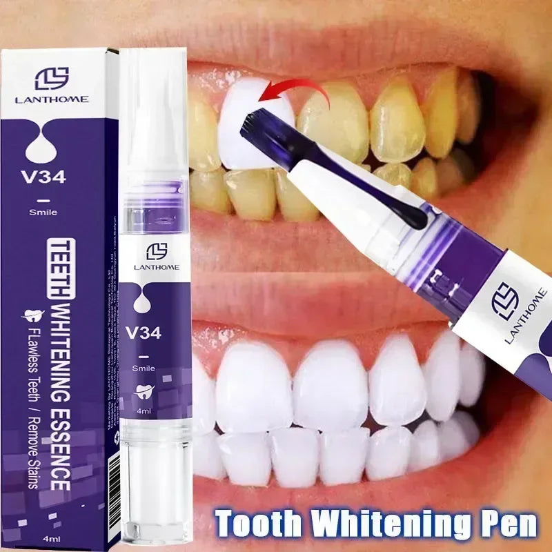 V34 Teeth Whtening Toothpaste Pen Tooth Gel Brighten Clean Serum Stains Remover Travel Partable Purple Color Toothpaste Pen