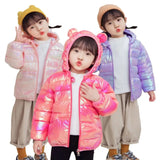 Winter Hooded Lightweight Down Jackets Children Girls Boys Baby Warm Outerwear Kids Autumn Colorful Fabric Coats Casual Clothing