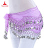 Belly Dance Belt for Women Chiffon Gold Coines Oriental Dancing Wear Accessies Girl's Chiffon Silver Coines Bellydance Hip Scarf