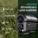 REVASRI KM-M600 Golf Laser Rangefinder 600M Rechargeable Distance Meter With Slope and Flag Lock Vibration for Golfing Promotion